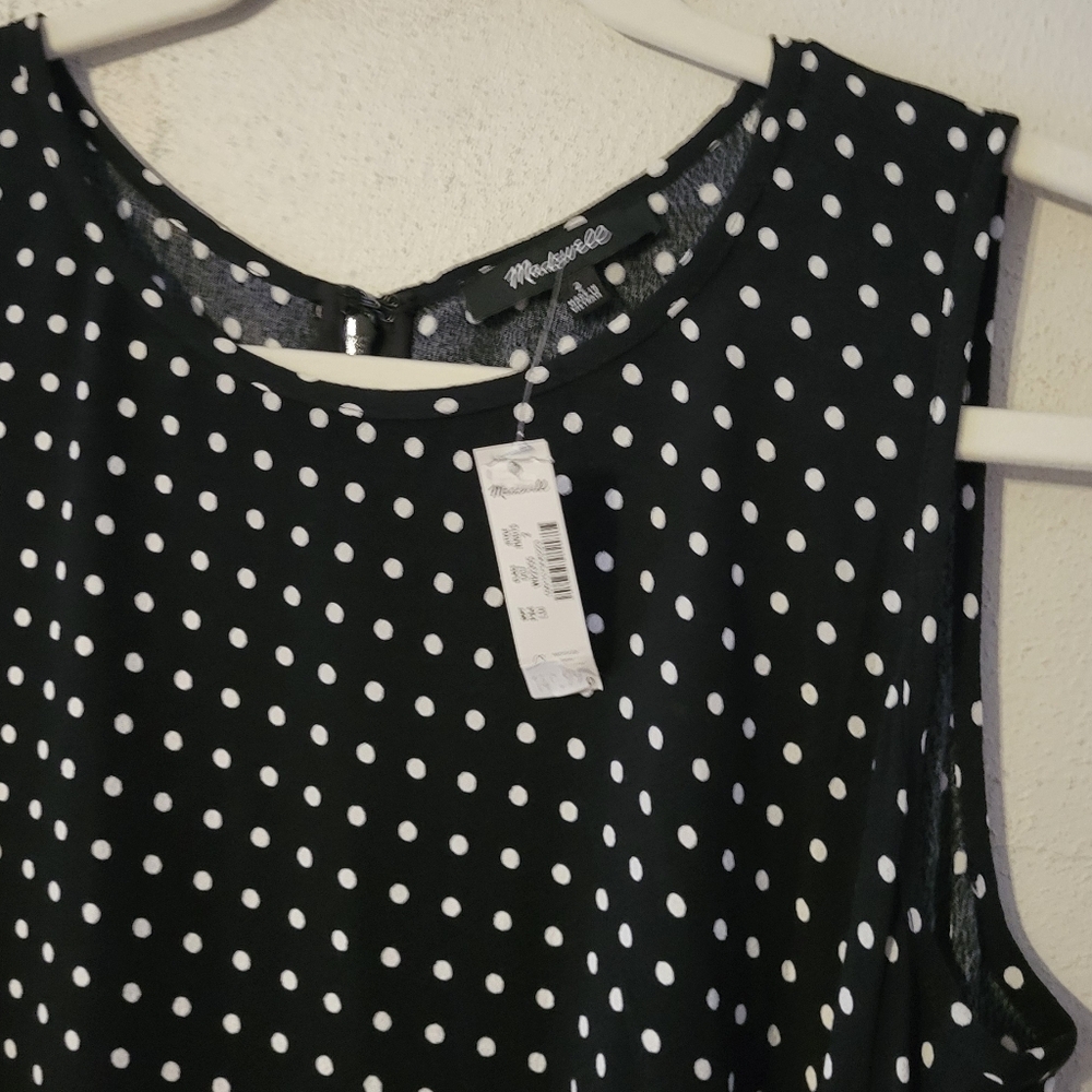 Madewell Asymmetrical aruched Midi Dress - Linear Dots Jet Black - Picture 11 of 13